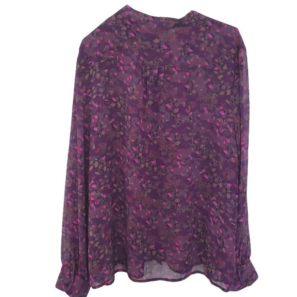 Jessica Art Deco Abstract Pattern Ruffle Front Button Down Blouse - Picture 2 of 11